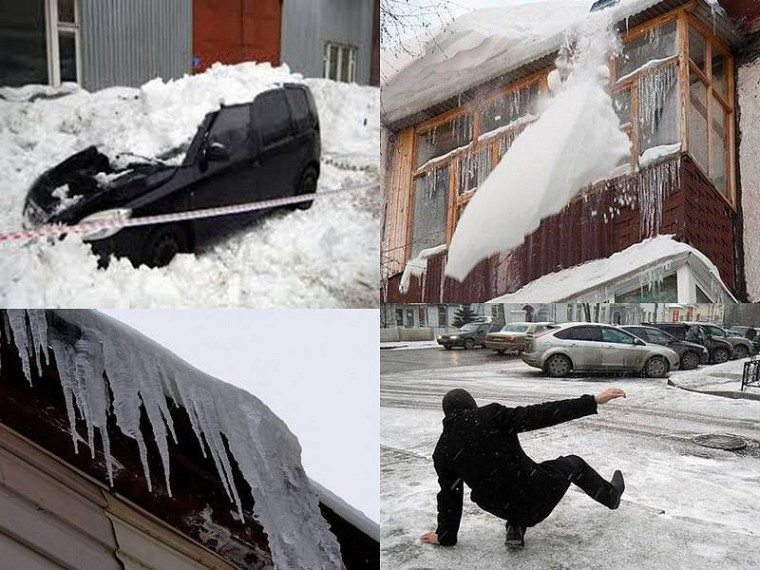 Правила поведения во время схода снега и падения сосулек с крыш зданий.